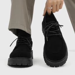 Men's Thick-Soled Derby Work Boots, Retro Lace-Up Oxfords, Thick-Soled, Breathable Low-Cut Shoes for Daily Commuting and Casual