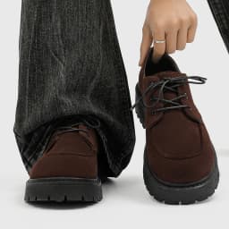 Men's Thick-Soled Derby Work Boots, Retro Lace-Up Oxfords, Thick-Soled, Breathable Low-Cut Shoes for Daily Commuting and Casual