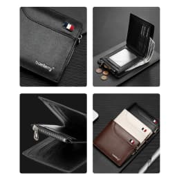 New Men Short Wallets High Quality Card Clips Zipper Male Coin Purse ID & Photo Holder Luxury Big Capacity Men Wallet