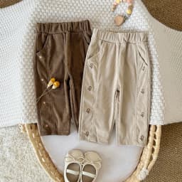 Autumn Newborn Baby Girl Loose Floral Embroidered Casual Pants Baby Fashion Pants Kid Outdoor Corduroy Trousers