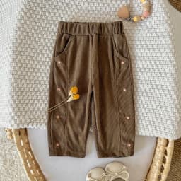 Autumn Newborn Baby Girl Loose Floral Embroidered Casual Pants Baby Fashion Pants Kid Outdoor Corduroy Trousers