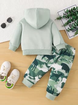 Jungle Adventure Animal Print Hoodie & Animal Camo Pants - Kids Fun Outdoor 2-Piece Set