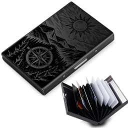 Compass Mountain Credit Card Case Wallet Men Women Business Multifunction Slim Wallet Stainless Steel Card Holder 10 Card Slot