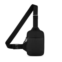 A stylish men's mini crossbody bag, crafted from nylon fabric, featuring a honeycomb-patterned back panel designed to hold a mob
