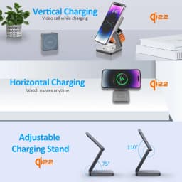 Qi1/Qi2.2 Foldable 3-in-1 Magnetic Wireless Charging Station for iPhone 12~17 Series AirPods iWatch Portable Travel Charger