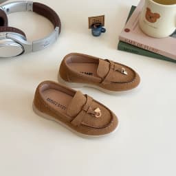 Children's Slip-On Loafers Retro British Style Casual Shoes Leather Shoes for Boys And Girls Breathable Rubber Sole Summer Shoes