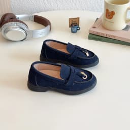 Children's Slip-On Loafers Retro British Style Casual Shoes Leather Shoes for Boys And Girls Breathable Rubber Sole Summer Shoes