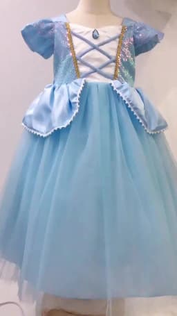 2026 Girl's Princess Cinderella Costume Classic Style Blue Ball Gown Dress Up with White Led Lights Outfit Dresses for Girls