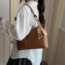 Fashion Stylish Silk Scarf Tote Bag, Spacious Capacity Shoulder Bags, Elegant Underarm Bag, Versatile Commute Handbag for Women