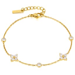 Stainless Steel 18K Gold Plated For Lucky Leaf CZ zircon Bangle Bracelet Set Stackable For Women Crystal clover Jewelry Gifts