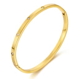 Stainless Steel 18K Gold Plated For Lucky Leaf CZ zircon Bangle Bracelet Set Stackable For Women Crystal clover Jewelry Gifts