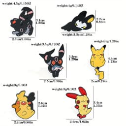 6 Pcs  Cute Cartoon Brooch Creative Pikachu Elf Enamel Pin Backpack Clothing Jewelry Metal Badge Accessories Gift For Friends
