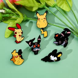 6 Pcs  Cute Cartoon Brooch Creative Pikachu Elf Enamel Pin Backpack Clothing Jewelry Metal Badge Accessories Gift For Friends