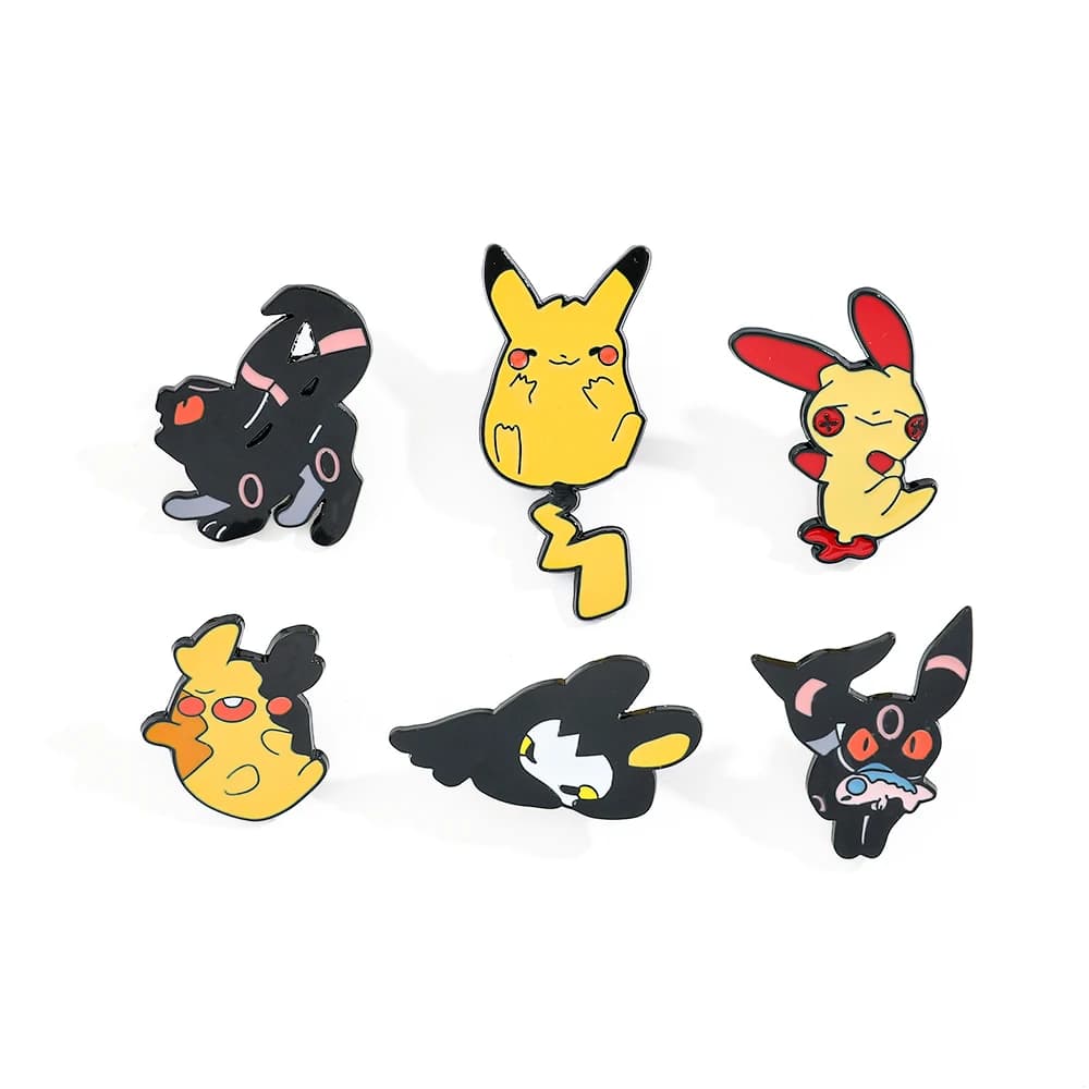 6 Pcs  Cute Cartoon Brooch Creative Pikachu Elf Enamel Pin Backpack Clothing Jewelry Metal Badge Accessories Gift For Friends