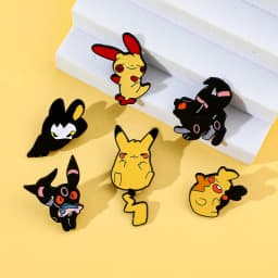 6 Pcs  Cute Cartoon Brooch Creative Pikachu Elf Enamel Pin Backpack Clothing Jewelry Metal Badge Accessories Gift For Friends
