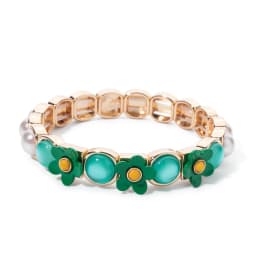 2024 New Design 10mm Enamel Bangle For WOMEN Gold Color Crystal Charm Elastic Bracelets Hand Accessory