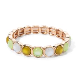 2024 New Design 10mm Enamel Bangle For WOMEN Gold Color Crystal Charm Elastic Bracelets Hand Accessory