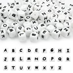 100pcs 12mm Letters Silicone Beads Pacifier Clips Alphabet DIY Personalized Name Chain Jewelry Accessories Making Food Grade
