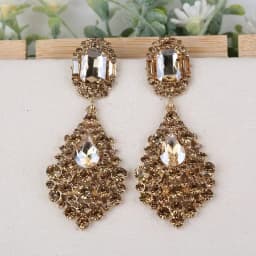Luxury Jewelry Accessories Wholesale Elegant Long Champagne Crystal Rhinestone Chandelier Drop Statement Earrings for Women
