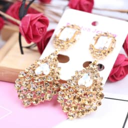 Luxury Jewelry Accessories Wholesale Elegant Long Champagne Crystal Rhinestone Chandelier Drop Statement Earrings for Women