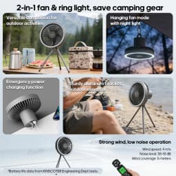 10000mAh Camping Fan Rechargeable Desktop Portable Air Circulator Wireless Ceiling Electric Fan with Power Bank LED Light Tripod
