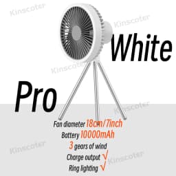 10000mAh Camping Fan Rechargeable Desktop Portable Air Circulator Wireless Ceiling Electric Fan with Power Bank LED Light Tripod