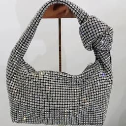 Handle Rhinestones Knot Evening Bags Silver Crystal Top Handle Bag for Women Purses and Handbags Luxury Designer Handbag Tote