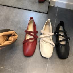 Spring Ballet Flat Shoes Women Comfy Leather Shoes 2024 Women Luxury Women Square Toe Flat Mary Janes Ladies Shoes Double Buckle