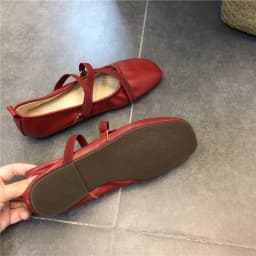 Spring Ballet Flat Shoes Women Comfy Leather Shoes 2024 Women Luxury Women Square Toe Flat Mary Janes Ladies Shoes Double Buckle