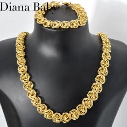 1 Set Necklace And Bracelet ,Multi Layered Link Chain,Gold Color Chunky Choker ,Punk Braided Clavicular Collar,Dubai Jewelry CCB