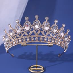 Luxury Gold Color Crystal Pearls Bridal Tiaras Crown Rhinestone Pageant Diadem Headbands Wedding Hair Accesspries