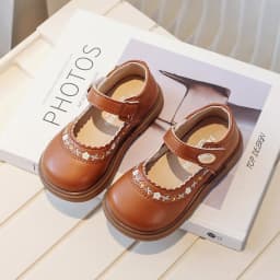Children's Leather Shoes Spring Autumn Versatile Kids Mary Jane Shoes Fashion Embroidered Flower Causal Princess Shoes for Girls