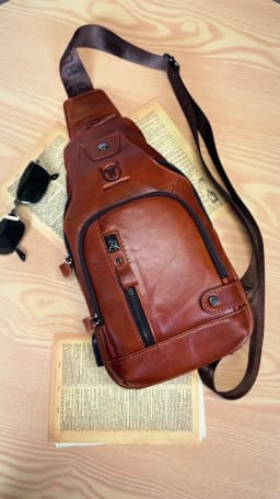 Bullcaptain Men's Usb Chest Bag 100% Genuine Leather Crossbody Shoulder Bags Multifunction Travel Outdoor Messenger Pack Fashion