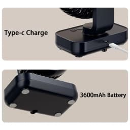 Portable Table Fan Type-c Rechargeable 4 Speeds Desk USB Cooling Fan Wireless Oscillating Wall Hanging Fan 90° Degrees Adjust
