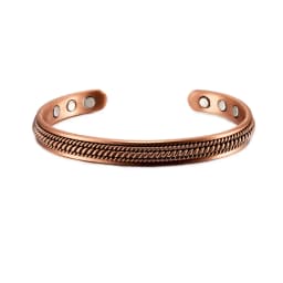 Vinterly Pure Copper Bracelets Men Magnetic Twisted 8.4mm Vintage Adjustable Braided High Magnets Cuff Bangles Resizable Jewelry