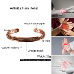 Vinterly Pure Copper Bracelets Men Magnetic Twisted 8.4mm Vintage Adjustable Braided High Magnets Cuff Bangles Resizable Jewelry