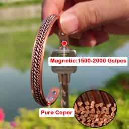Vinterly Pure Copper Bracelets Men Magnetic Twisted 8.4mm Vintage Adjustable Braided High Magnets Cuff Bangles Resizable Jewelry