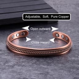 Vinterly Pure Copper Bracelets Men Magnetic Twisted 8.4mm Vintage Adjustable Braided High Magnets Cuff Bangles Resizable Jewelry