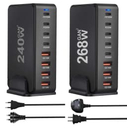 268W 240W Desktop GaN Quick PD Charger 8 Ports USB Type C USA EU AUS UK Plug Adapter Mobile Phone Laptop PC Charging Dock Stand