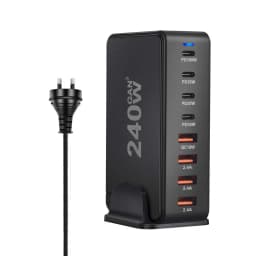 268W 240W Desktop GaN Quick PD Charger 8 Ports USB Type C USA EU AUS UK Plug Adapter Mobile Phone Laptop PC Charging Dock Stand
