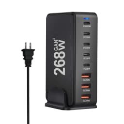 268W 240W Desktop GaN Quick PD Charger 8 Ports USB Type C USA EU AUS UK Plug Adapter Mobile Phone Laptop PC Charging Dock Stand
