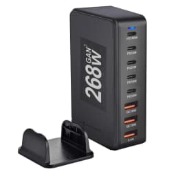 268W 240W Desktop GaN Quick PD Charger 8 Ports USB Type C USA EU AUS UK Plug Adapter Mobile Phone Laptop PC Charging Dock Stand