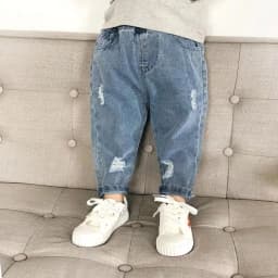 0-6 Year Old Boys Jeans Infant Set Children Girls Denim Ripped Jeans Korean Fashion Kids Trousers Toddler Casual Loose Pants