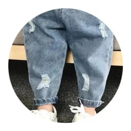 0-6 Year Old Boys Jeans Infant Set Children Girls Denim Ripped Jeans Korean Fashion Kids Trousers Toddler Casual Loose Pants