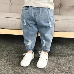 0-6 Year Old Boys Jeans Infant Set Children Girls Denim Ripped Jeans Korean Fashion Kids Trousers Toddler Casual Loose Pants