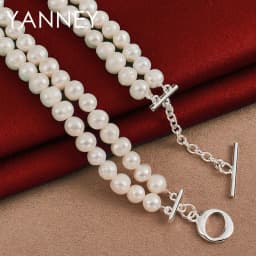 New 925 Sterling Silver Temperament 18 Inches Pearl Necklace For Women Wife Fashion Charm Gift Jewelry Wedding Party