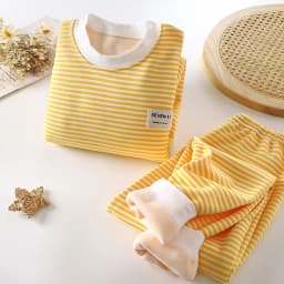 Children's Home Clothing, Autumn and Winter Warm Clothes, Girls' Long Sleeved Top with Plush Bottom, Boys' Top and Pants Set