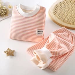 Children's Home Clothing, Autumn and Winter Warm Clothes, Girls' Long Sleeved Top with Plush Bottom, Boys' Top and Pants Set