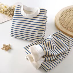 Children's Home Clothing, Autumn and Winter Warm Clothes, Girls' Long Sleeved Top with Plush Bottom, Boys' Top and Pants Set