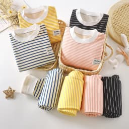 Children's Home Clothing, Autumn and Winter Warm Clothes, Girls' Long Sleeved Top with Plush Bottom, Boys' Top and Pants Set